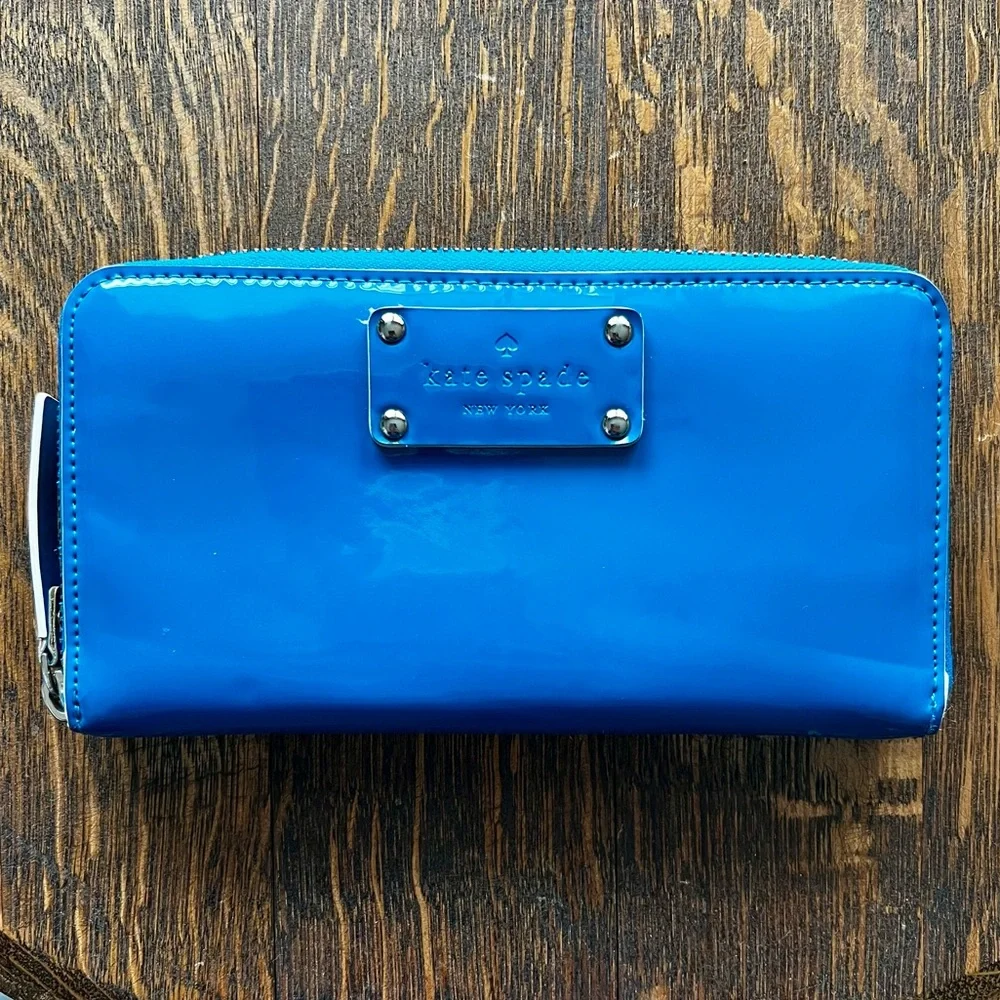 kate spade Blue Patent Zip-Around Wallet